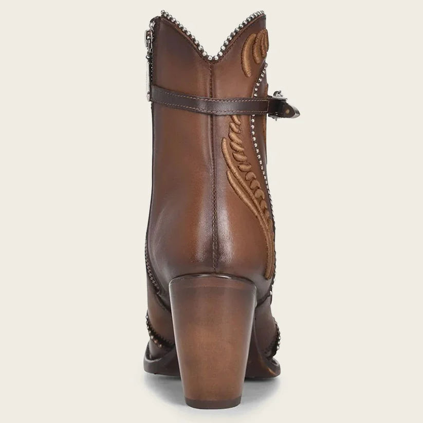 Cuadra Women's Embroided Honey Leather Western Bootie