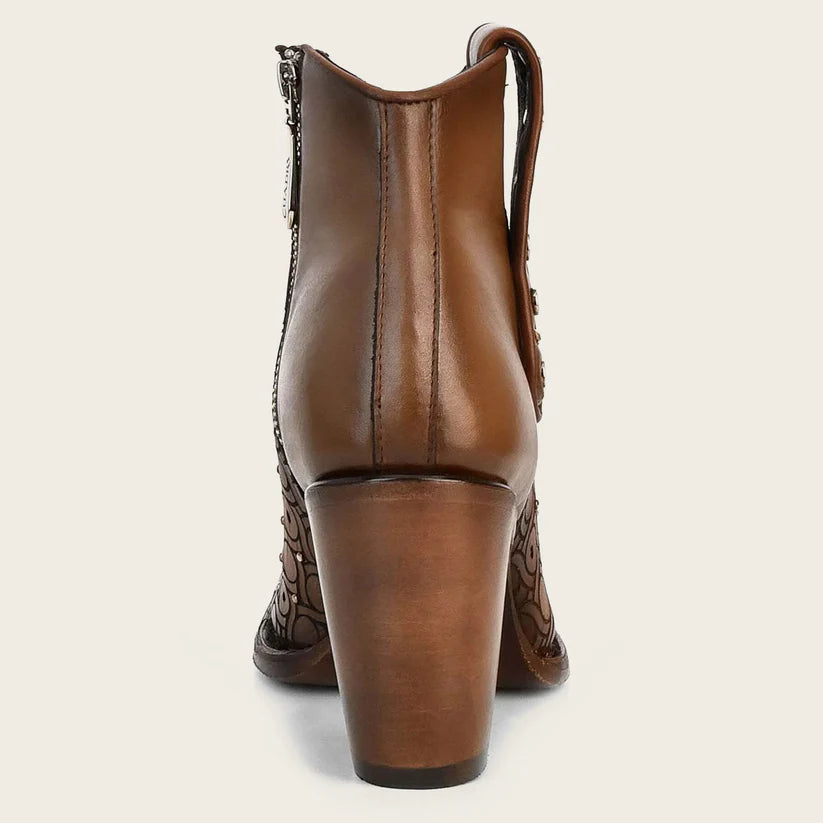 Cuadra Women's Handwoven Brown Leather Bootie