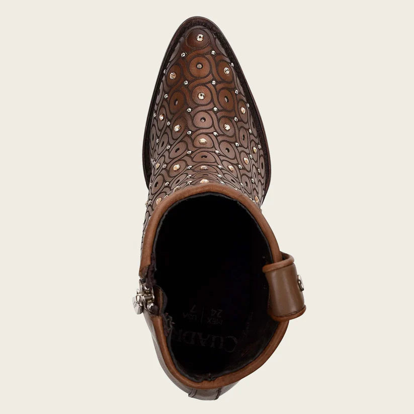Cuadra Women's Handwoven Brown Leather Bootie