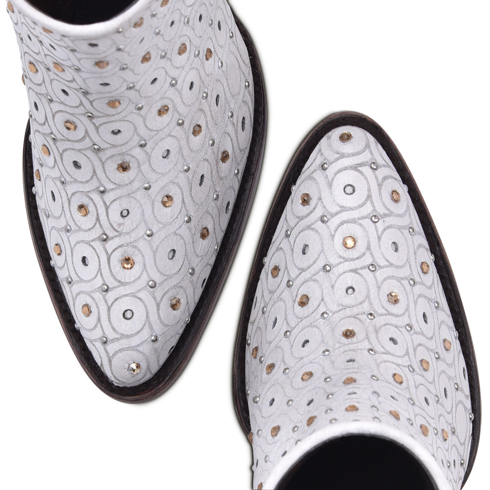 Cuadra Women's Handwoven White Studded Bootie
