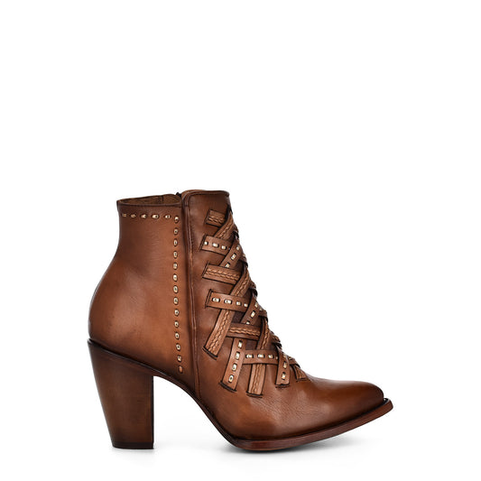 Cuadra Women's Brown Woven Leather Bootie