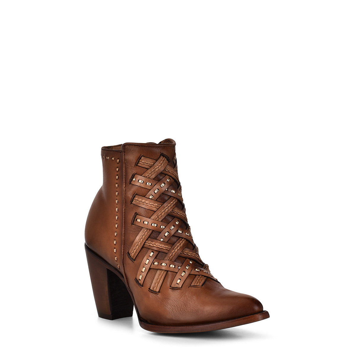 Cuadra Women's Brown Woven Leather Bootie