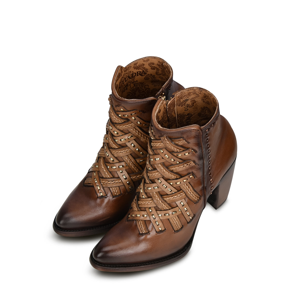Cuadra Women's Brown Woven Leather Bootie