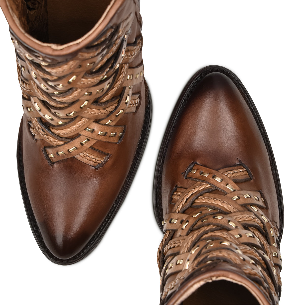 Cuadra Women's Brown Woven Leather Bootie