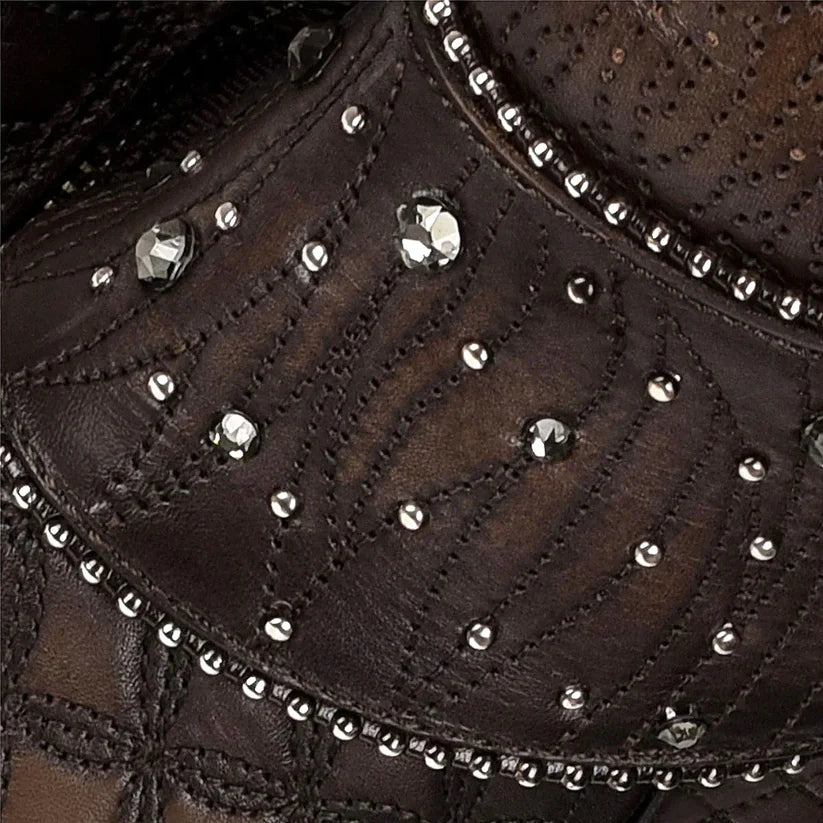 Cuadra Women's Dark Brown Leather Embroided Tall Boot