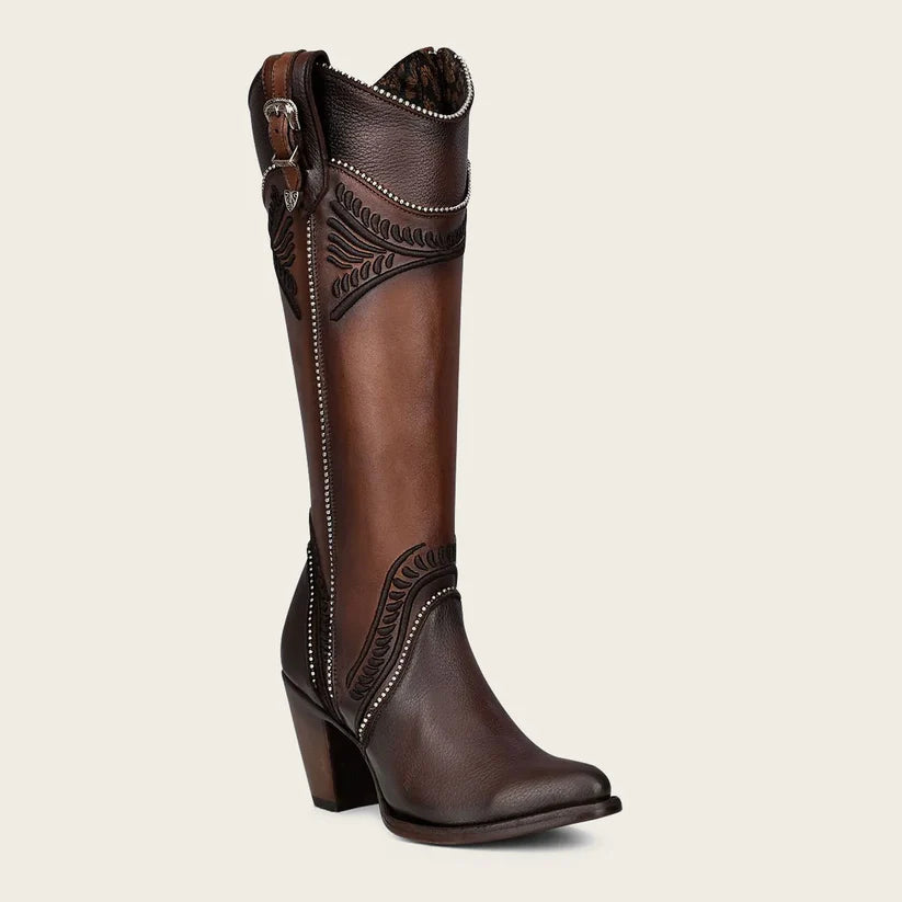 Cuadra Women's Hand Painted Embroided Brown Leather Boot