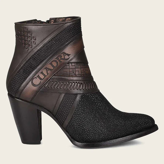 Cuadra Women's Black Genuine Stingray Leather Bootie