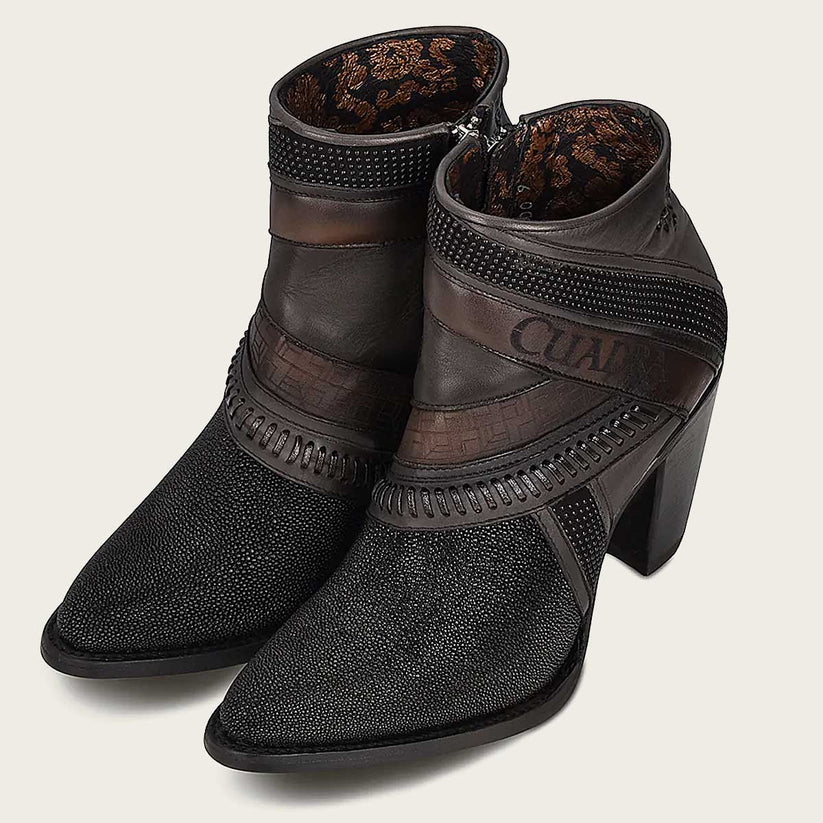 Cuadra Women's Black Genuine Stingray Leather Bootie