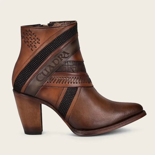 Cuadra Women's Hand Painted Brown Leather Bootie