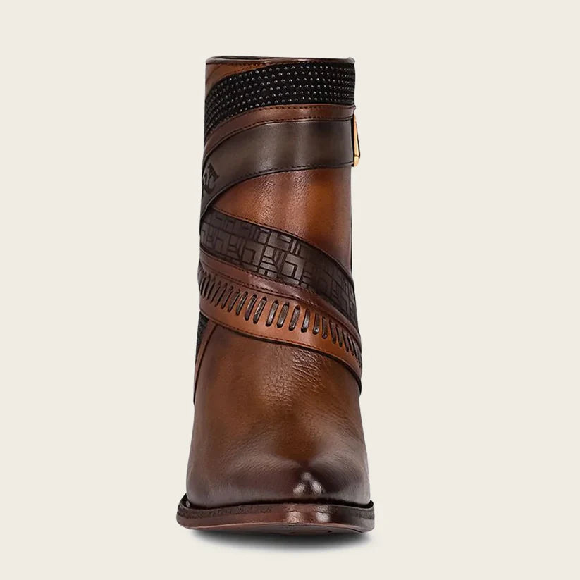 Cuadra Women's Hand Painted Brown Leather Bootie