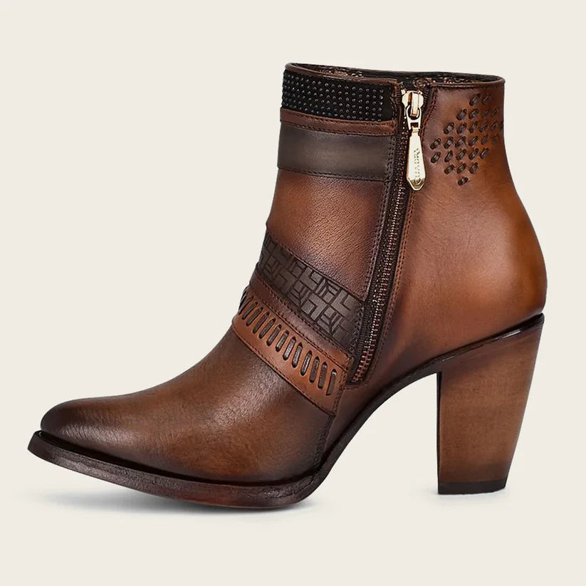 Cuadra Women's Hand Painted Brown Leather Bootie