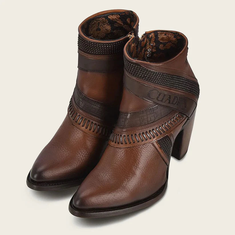 Cuadra Women's Hand Painted Brown Leather Bootie