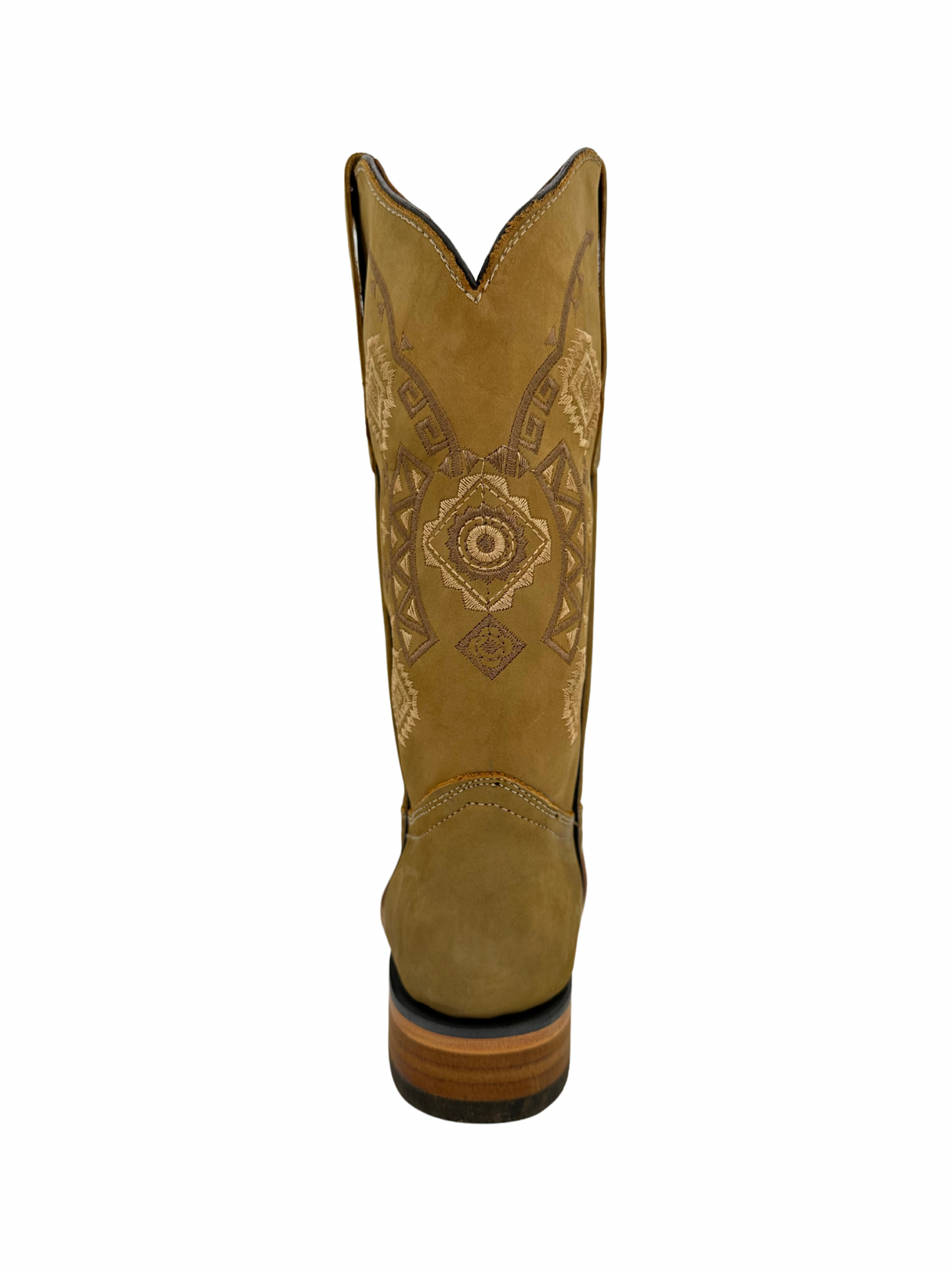 Potrero Boots Women's Nobuck Honey Aztec Wide Square Toe Leather Boot