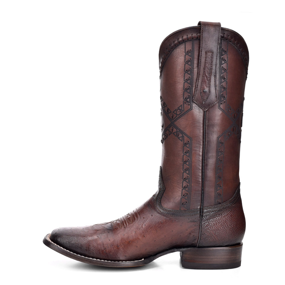 Cuadra Men's Brown Genuine Ostrich Belly Leather Boot