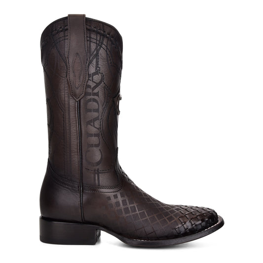 Cuadra Men's Black Woven Square Toe Leather Boot