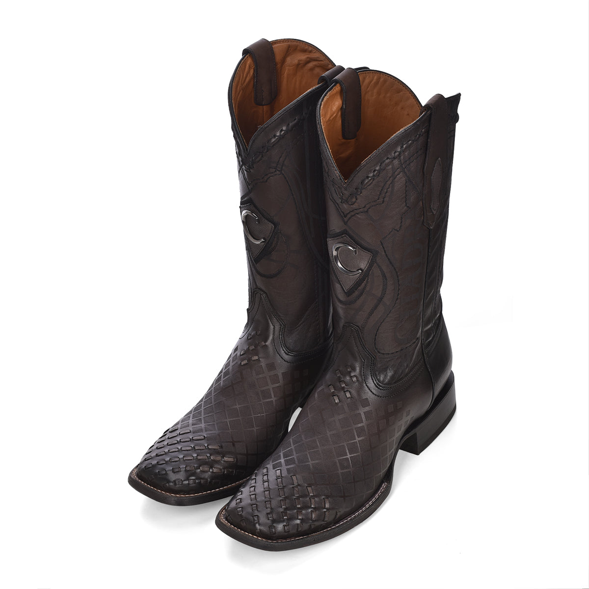 Cuadra Men's Black Woven Square Toe Leather Boot