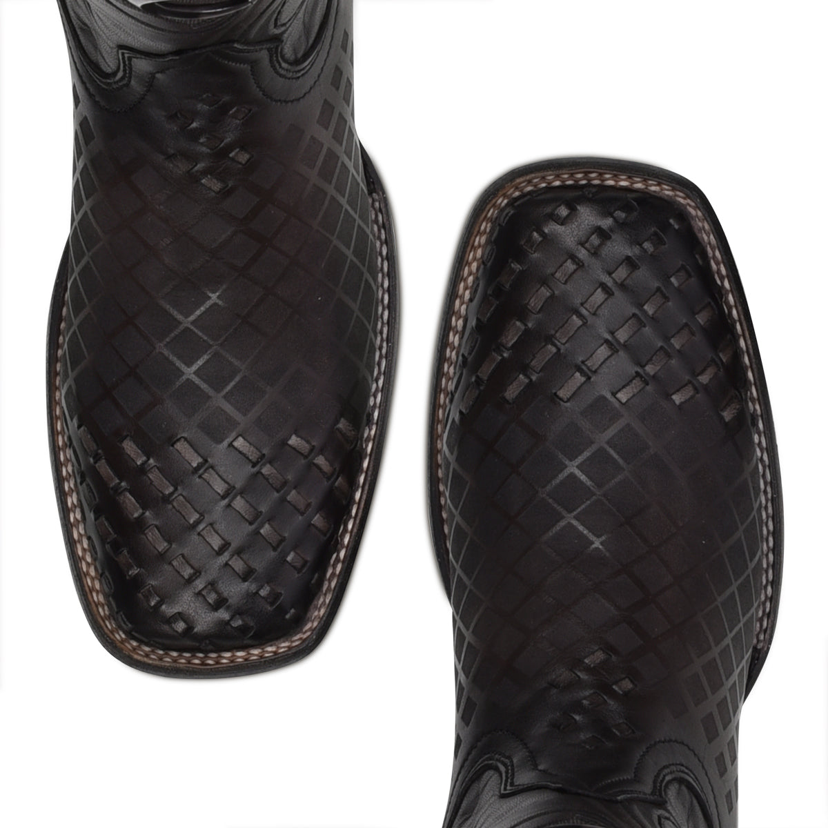Cuadra Men's Black Woven Square Toe Leather Boot