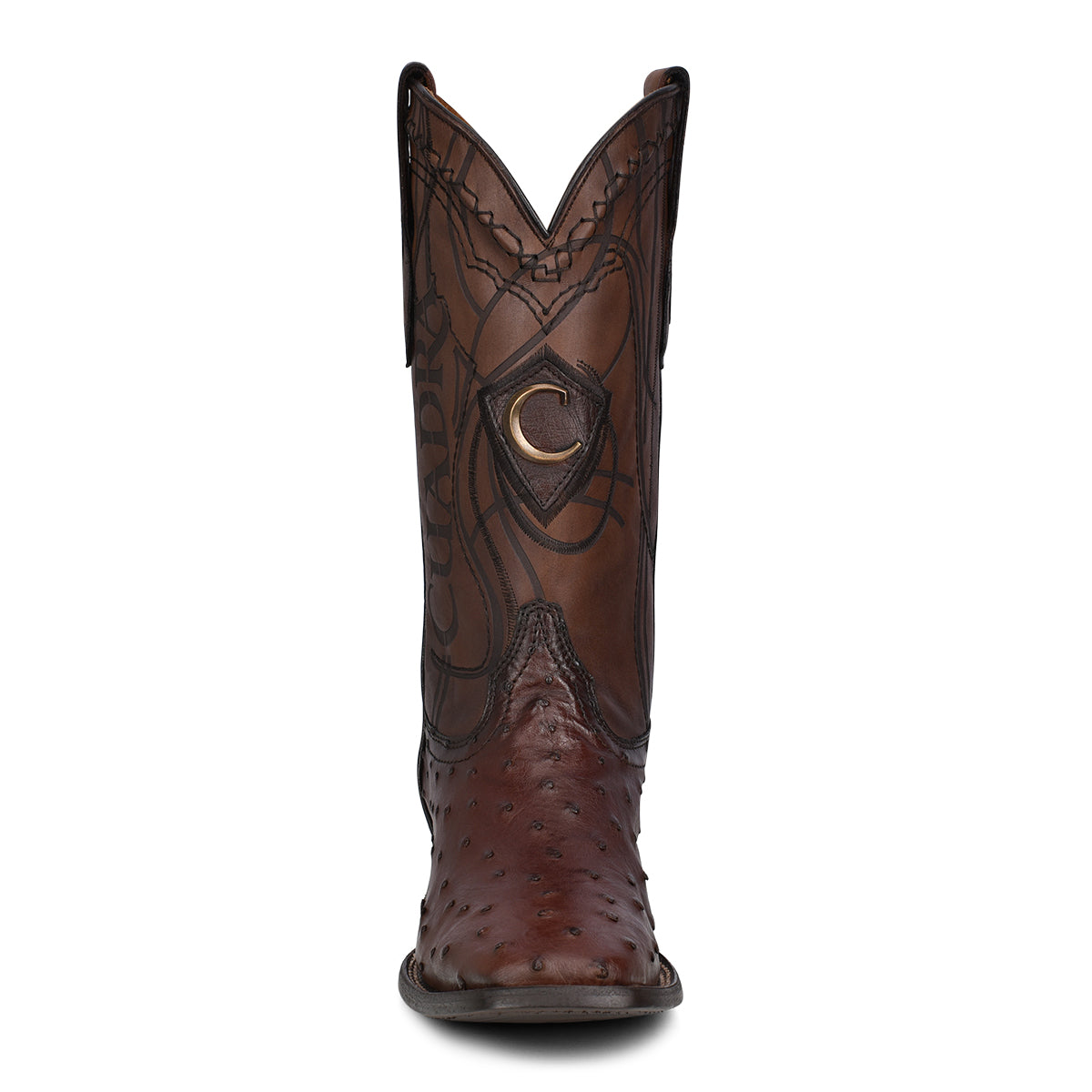 Cuadra Men's Dark Brown Genuine Ostrich Leather Square Toe Boot