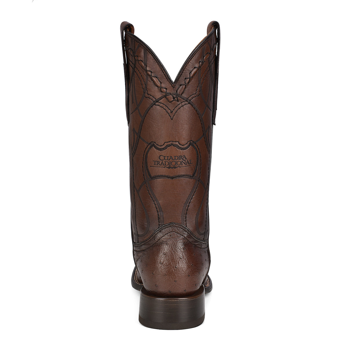Cuadra Men's Dark Brown Genuine Ostrich Leather Square Toe Boot