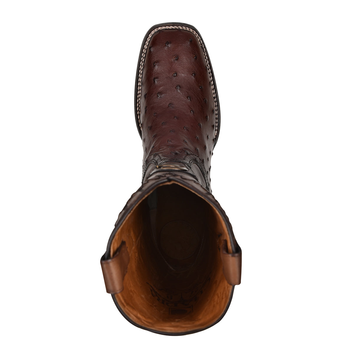 Cuadra Men's Dark Brown Genuine Ostrich Leather Square Toe Boot
