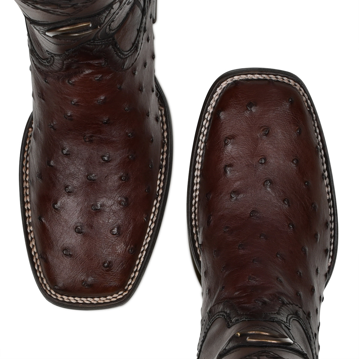 Cuadra Men's Dark Brown Genuine Ostrich Leather Square Toe Boot