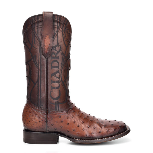 Cuadra Men's Brown Genuine Ostrich Leather Square Toe Boot