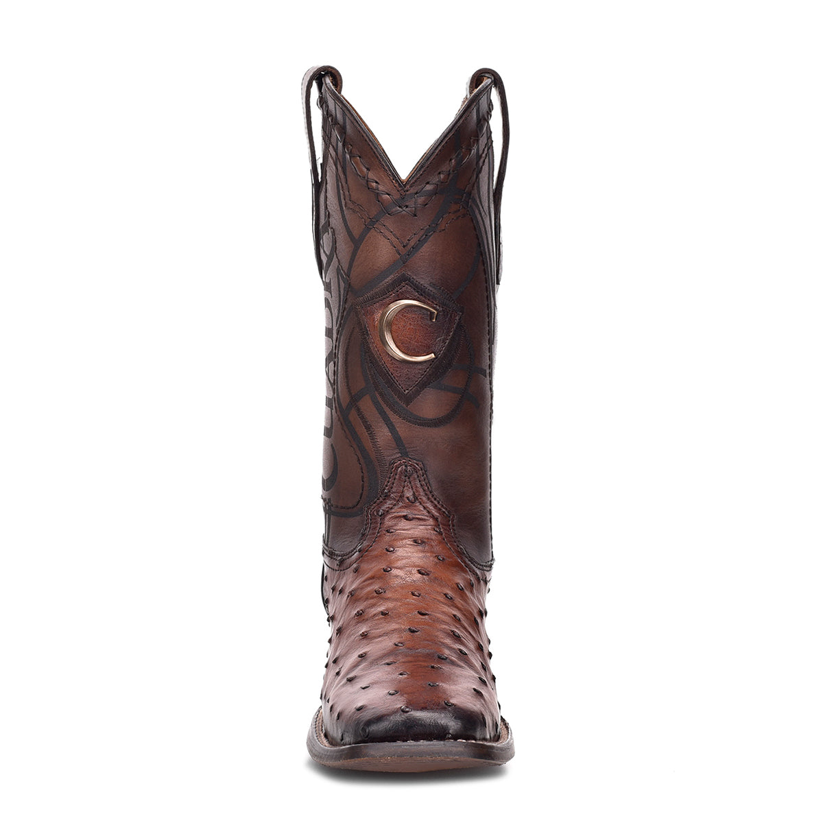 Cuadra Men's Brown Genuine Ostrich Leather Square Toe Boot
