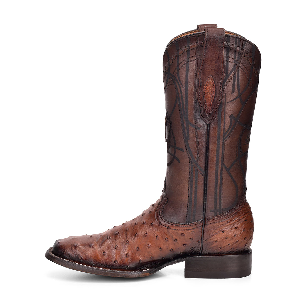 Cuadra Men's Brown Genuine Ostrich Leather Square Toe Boot
