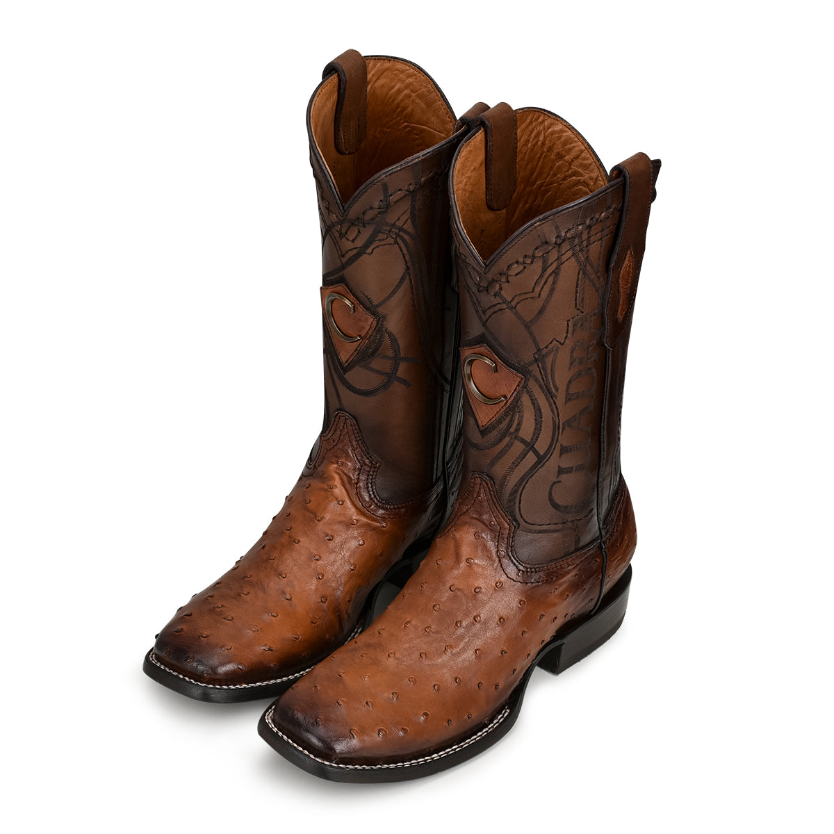 Cuadra Men's Brown Genuine Ostrich Leather Square Toe Boot