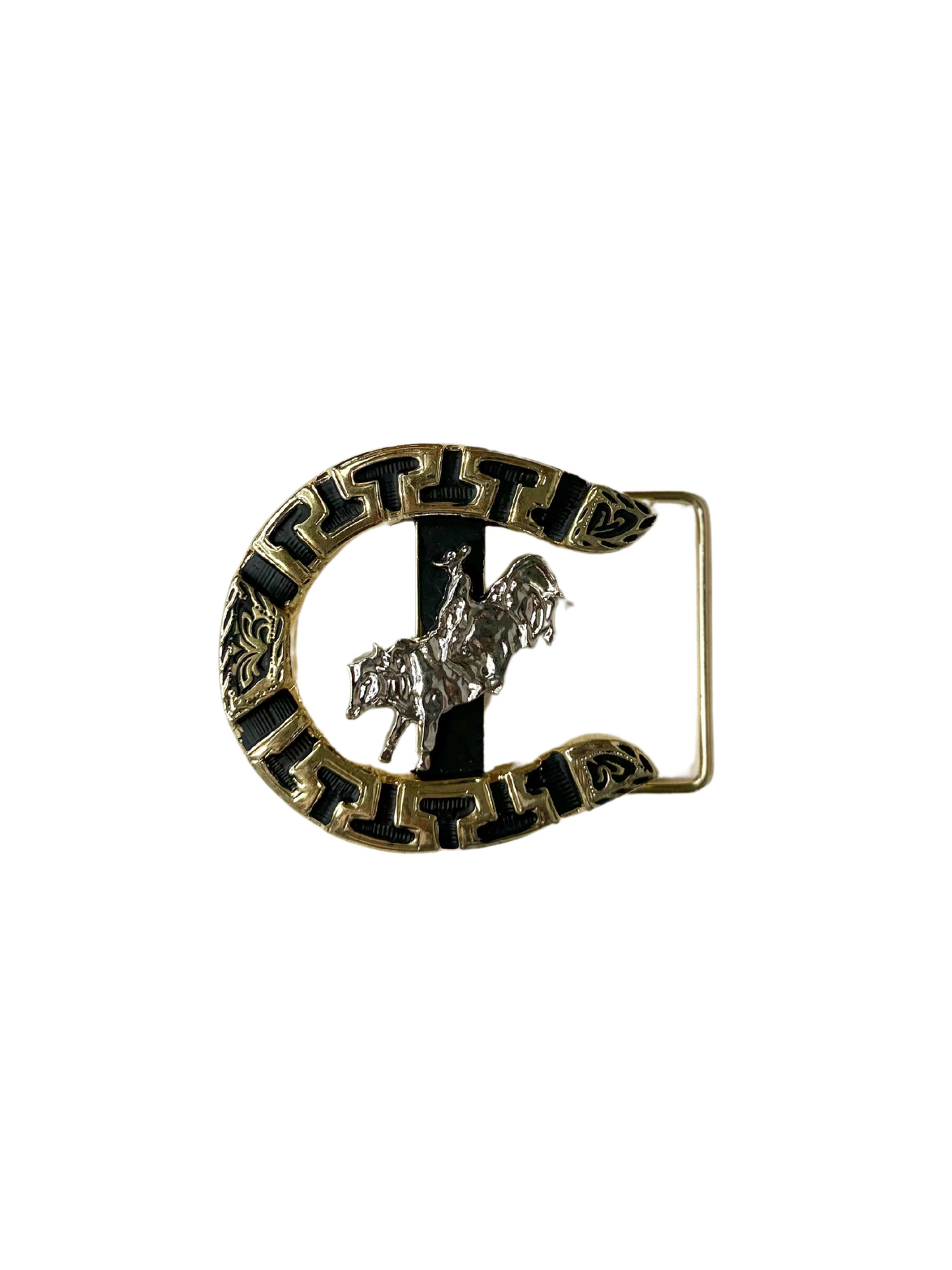 Bull Rider Horseshoe Buckle