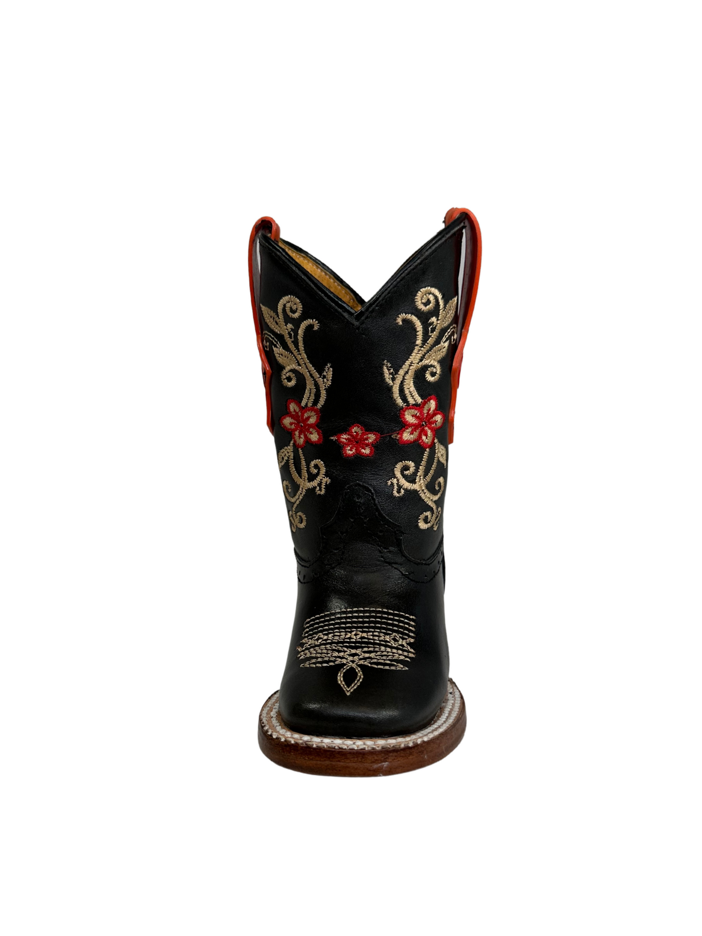 Hooch Girl's Black Leather Gold Stitched Boot