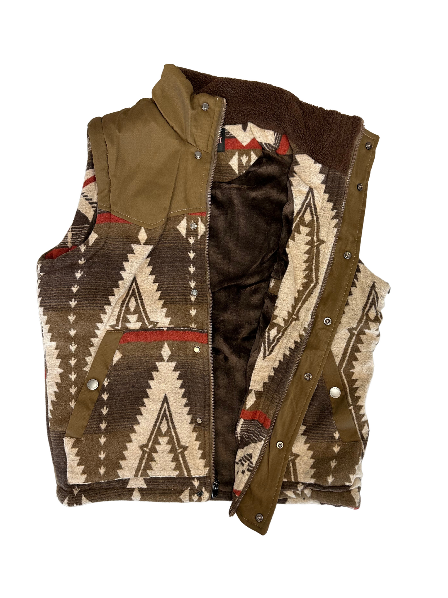 Lamasini Brown Tribal Puffer Vest