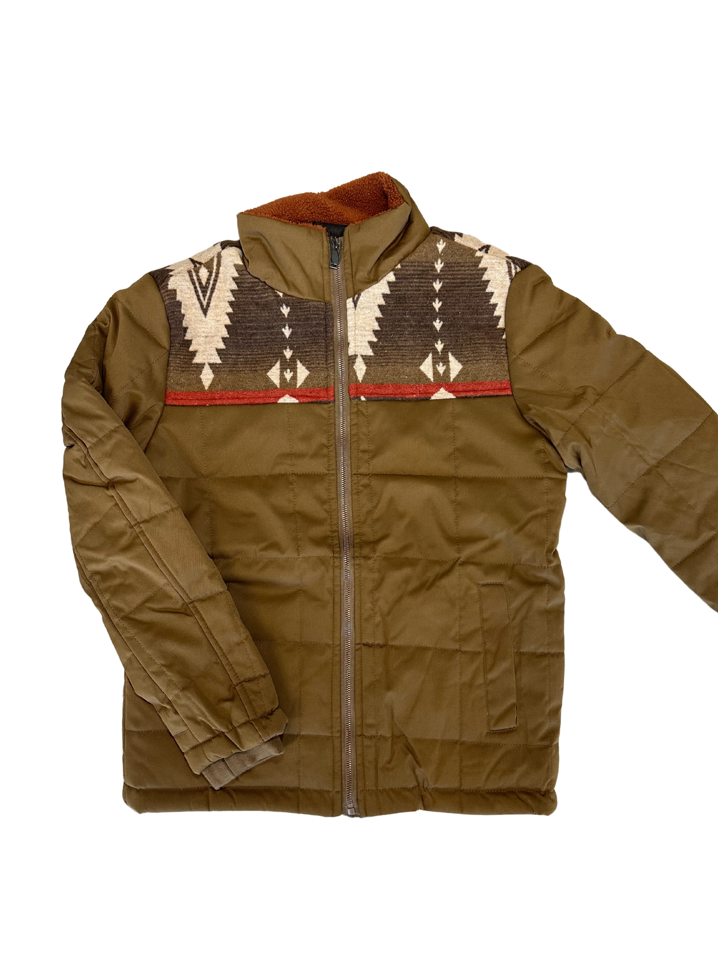 Lamasini Brown Tribal Puffer Jacket
