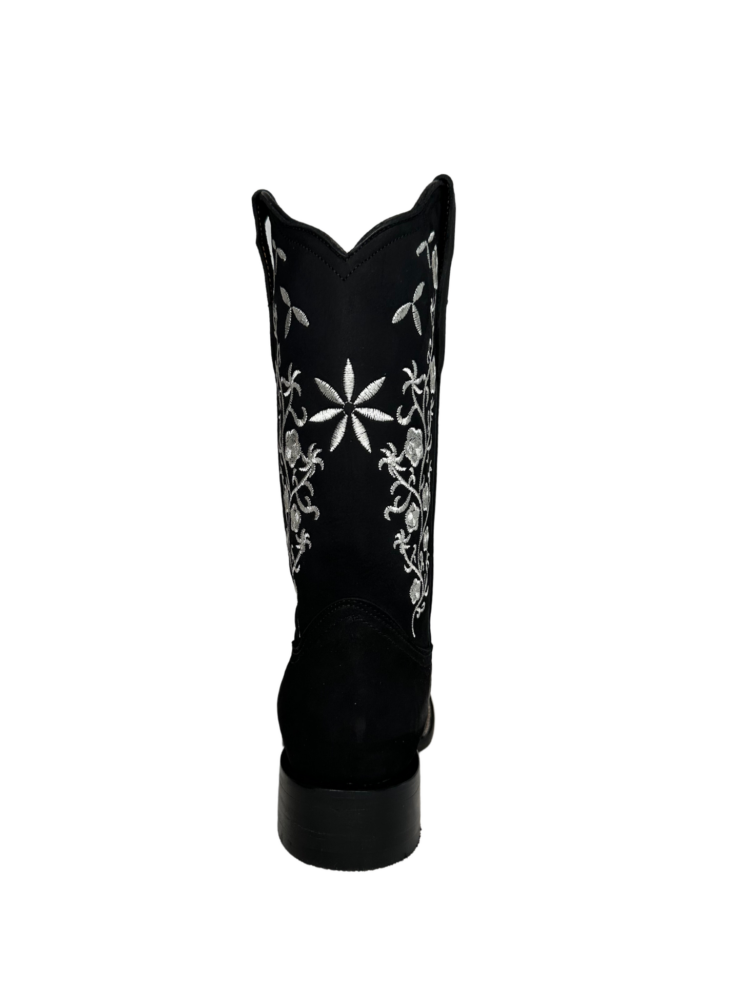La Sierra Women's Black Floral Embroidered Square Toe Boot