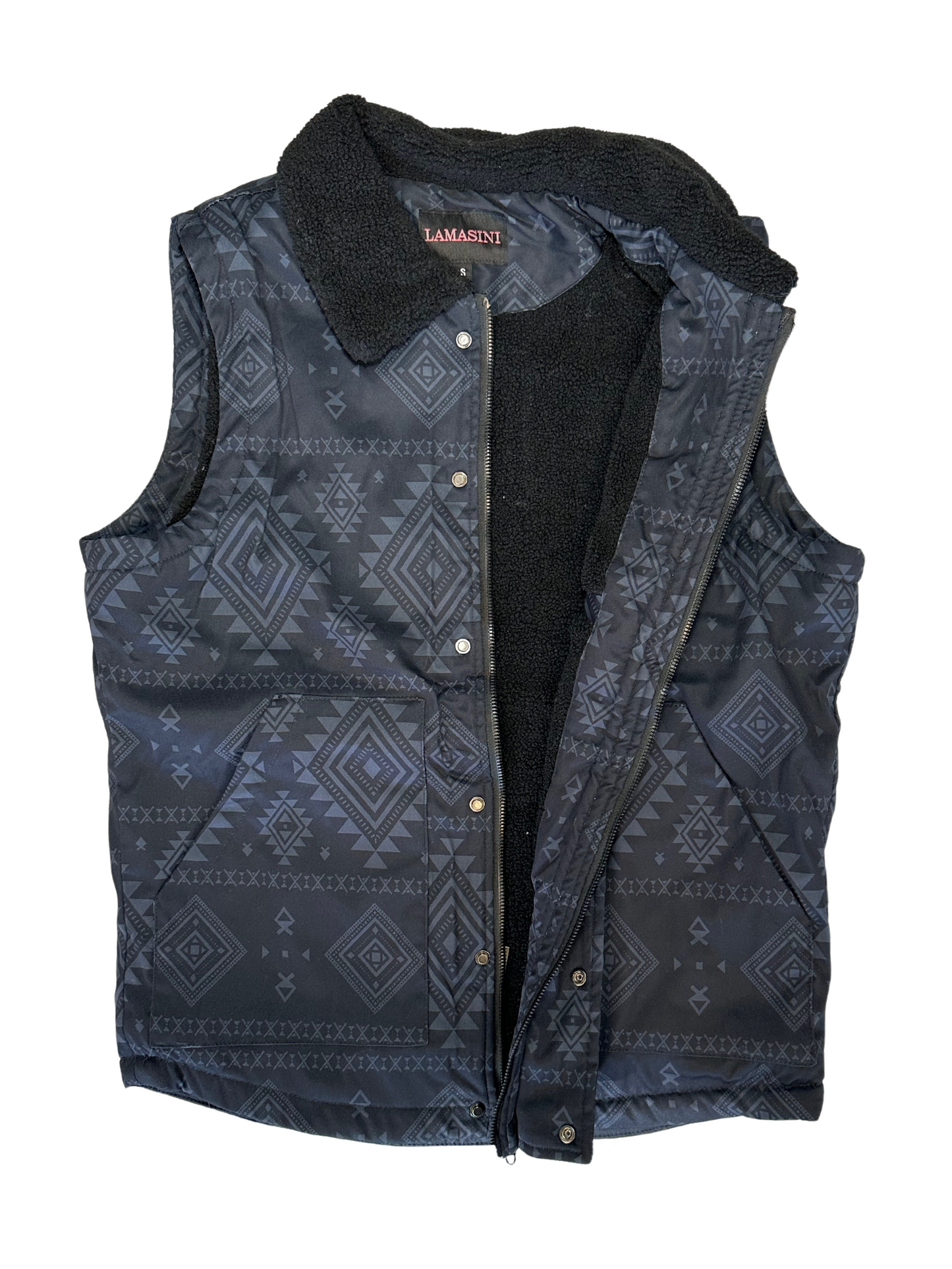 Lamasini Black Tribal Puffer Vest