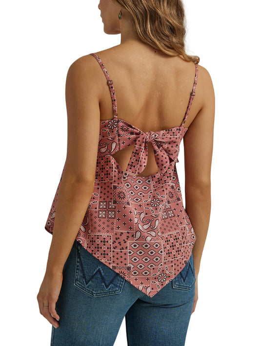 Wrangler Women's Paisley Bandana Tie Tank In Burgandy
