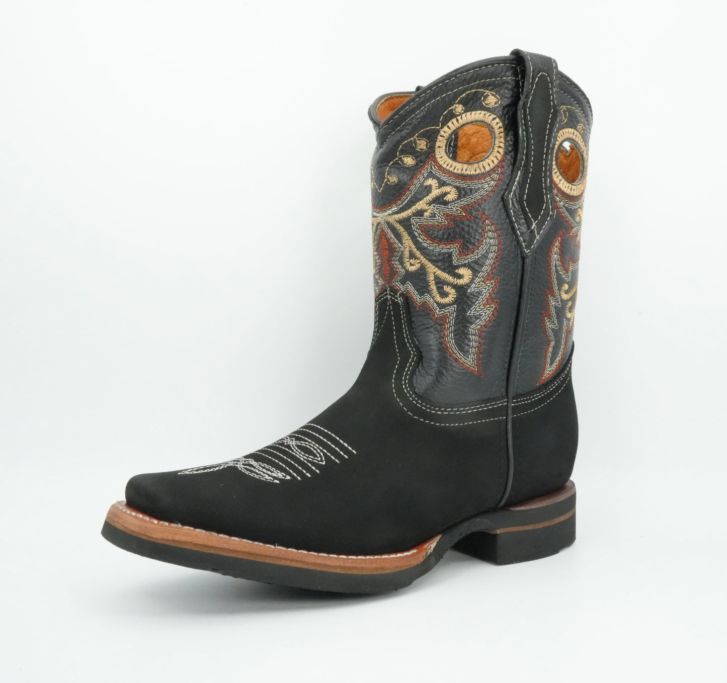 La Sierra Jr’s Nobuck Black Square Toe Boot