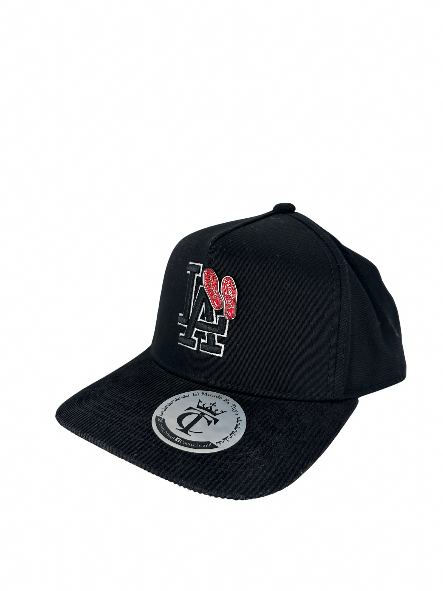 Kevin Hats LA Red Bottom Black Corduroy