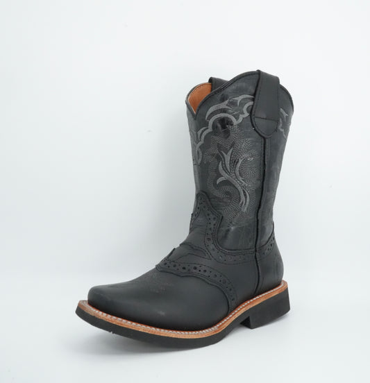 Tierra Blanca Jr’s Crazy Black Square Toe Boot