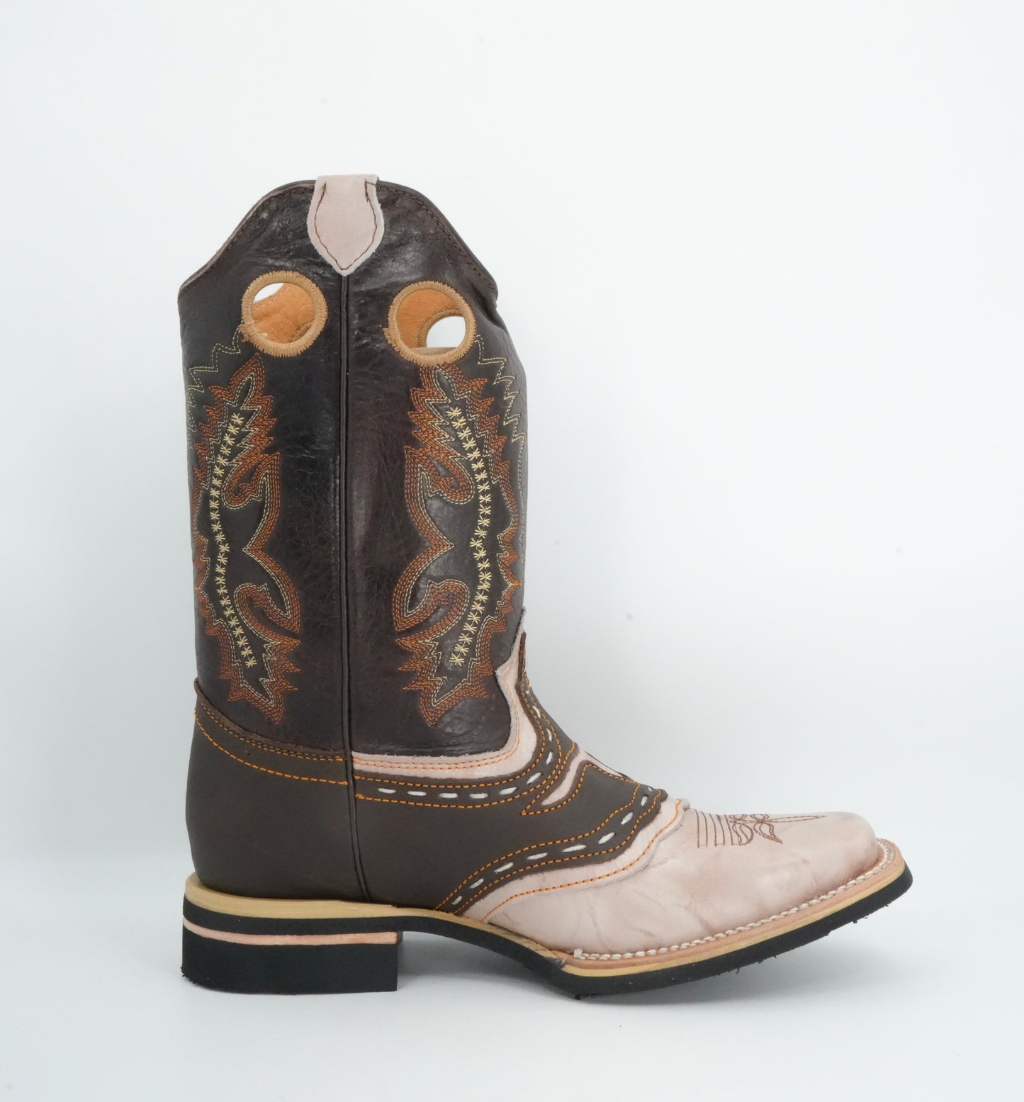 Potro Rebelde Men's Western Crazy Winter White/Brown Square Toe Boot
