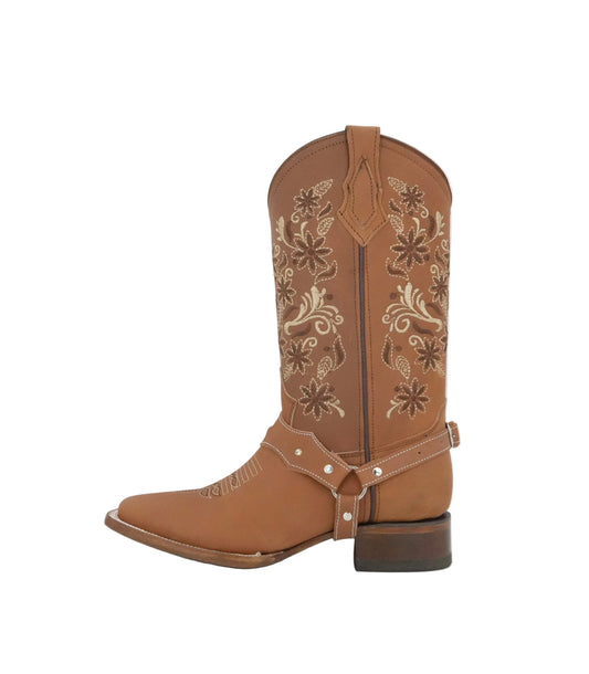 La Sierra Women's Strapped Square Toe Boot - Brown