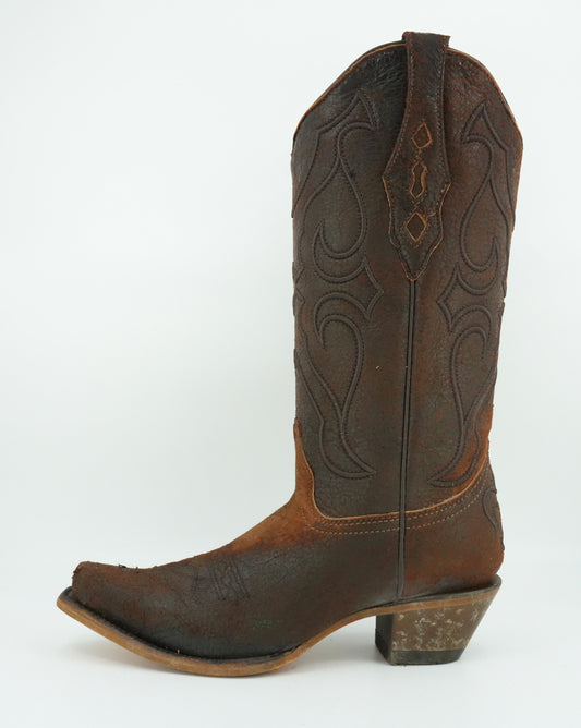 Corral Women’s Brown Lamb Embroidery Snip Toe Boot