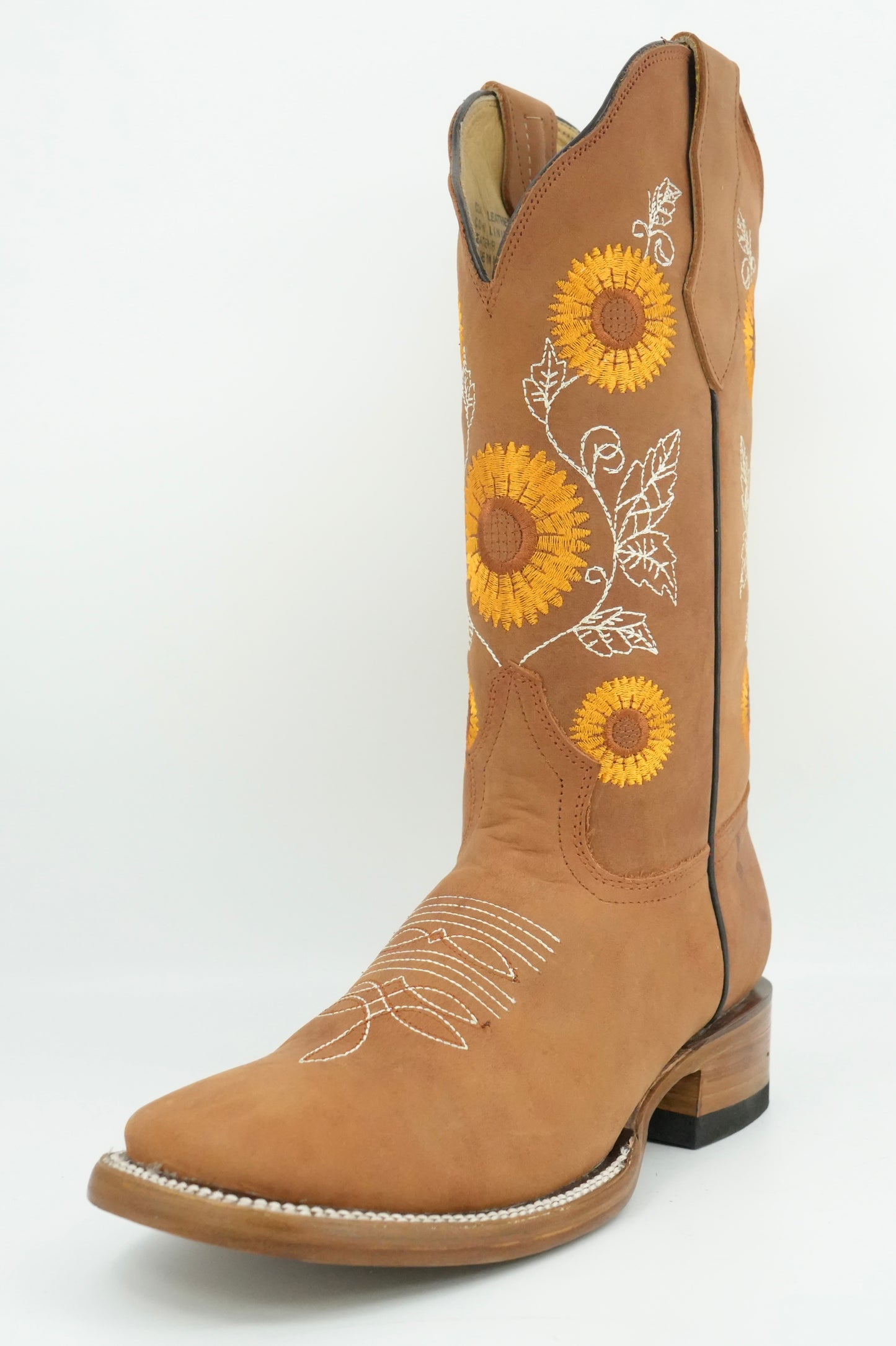 Golden Boots Women’s Tang Crazy Sunflowers Wide Square Toe Boot