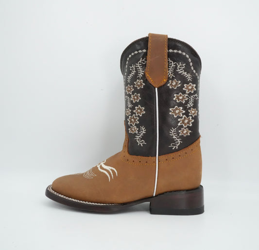 Quincy Kid’s Crazy Flower Embroidery Tang Boot