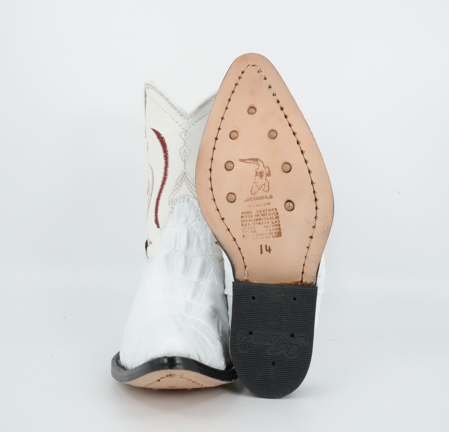 Alamos Toddler White Imitation Caiman Tail Boot