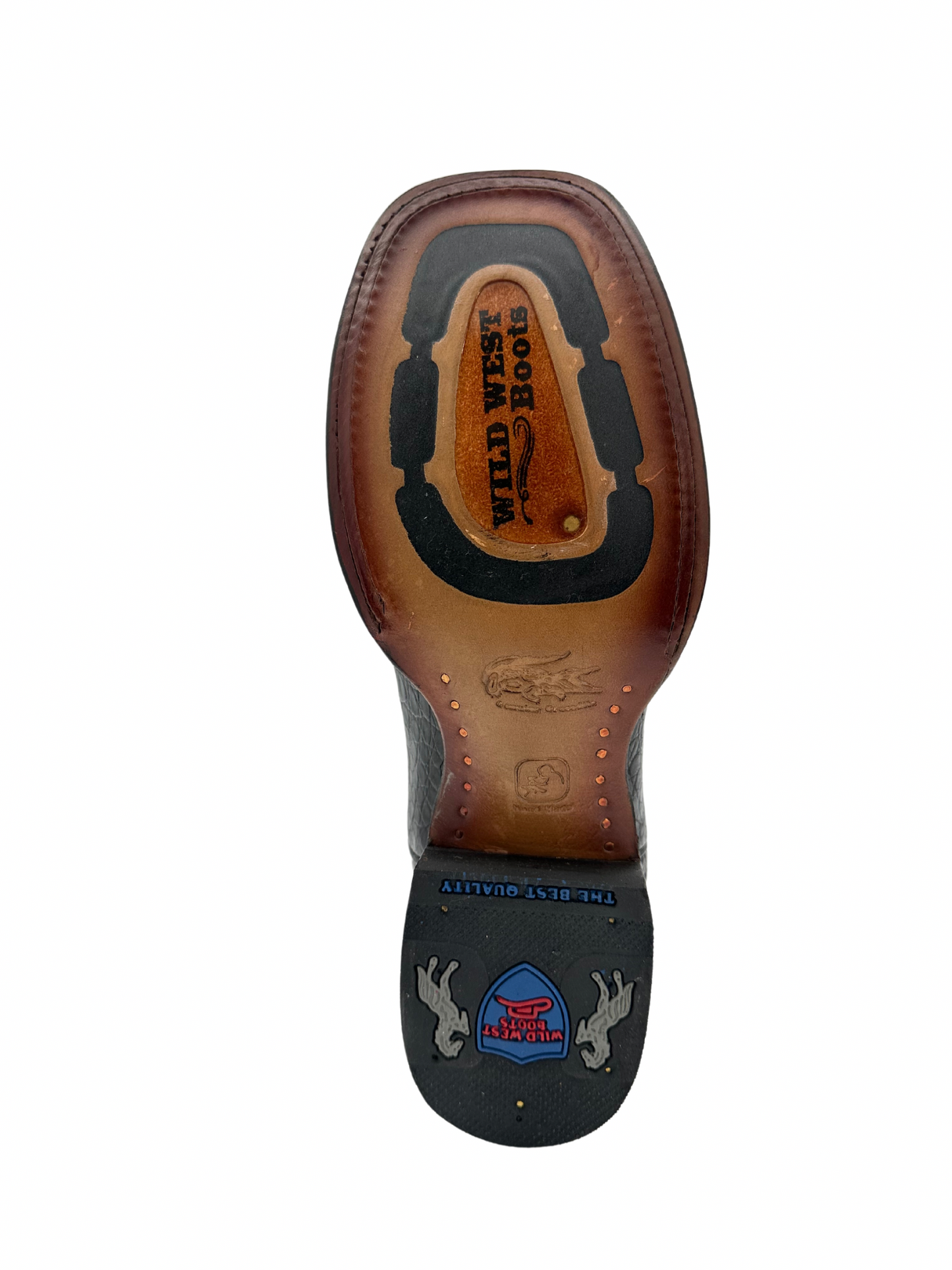 Wild West Men's Black Genuine Caiman Belly Wide Square Toe Boot