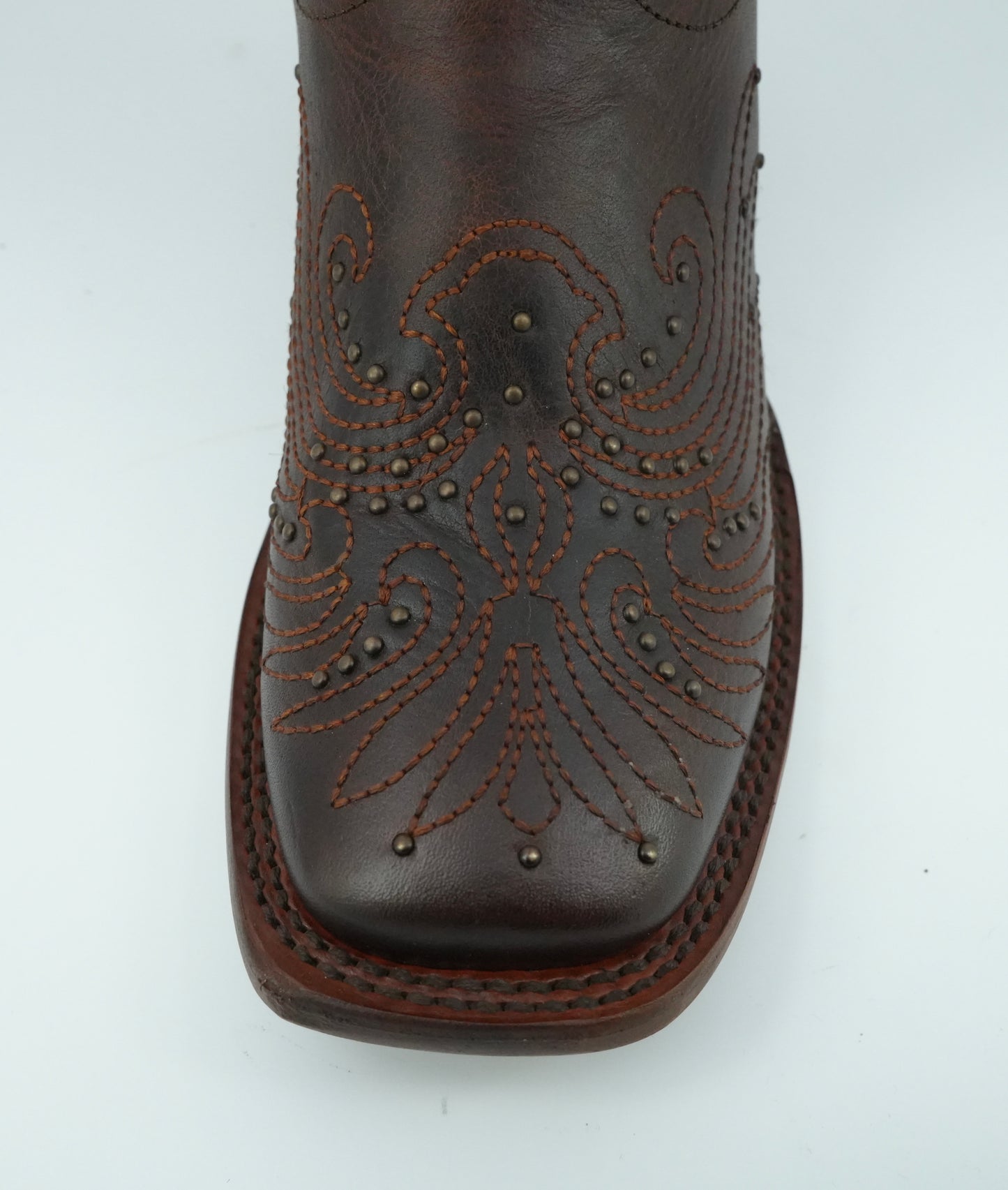 Quincy Women's Embroidered Crazy Mocha Wide Square Toe Boot