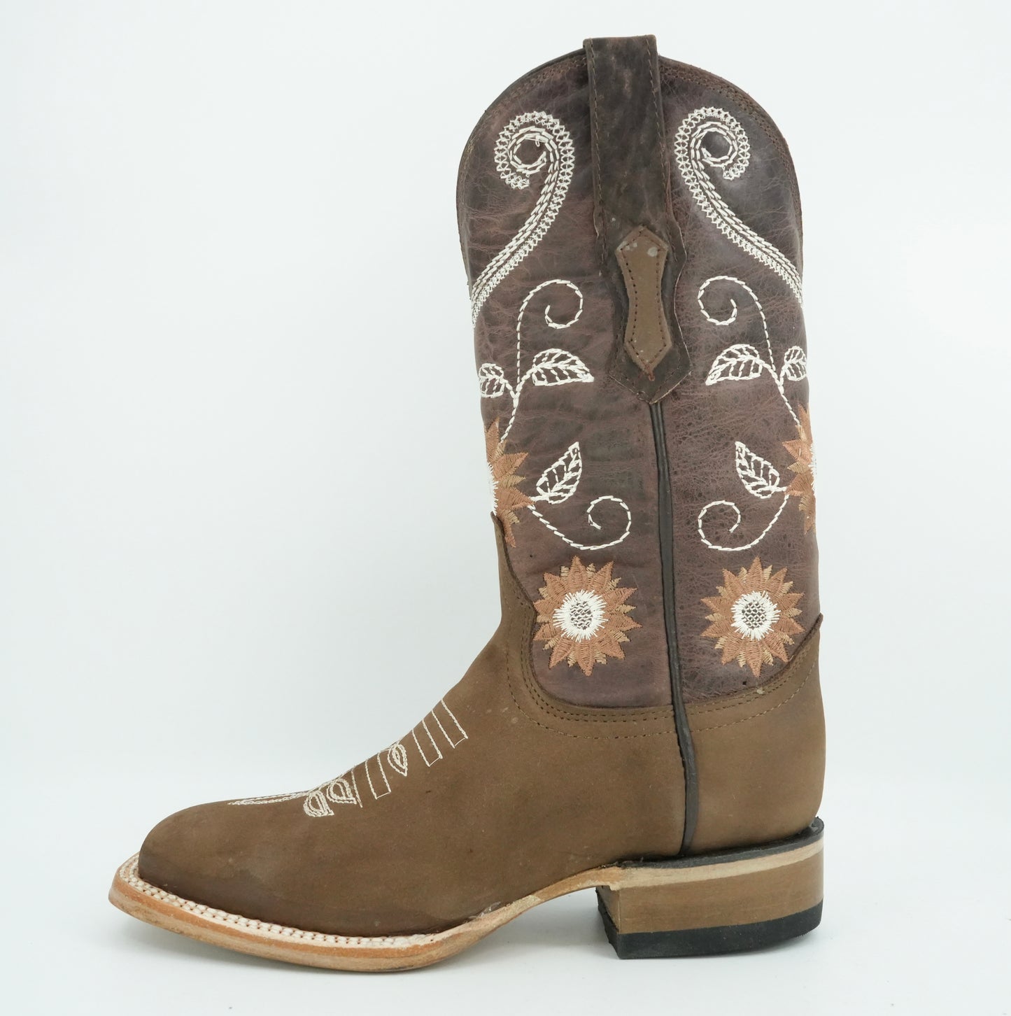 Centenario Women's Brown Crazy Embroidered Square Toe Boot