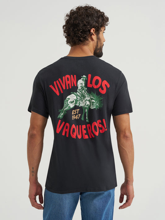 Wrangler Men's Mexico Horse Rider Graphic Short Sleeve Black T-Shirt