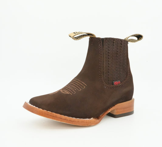 Besserro Kid's Nobuck Dark Tobacco Short Boot